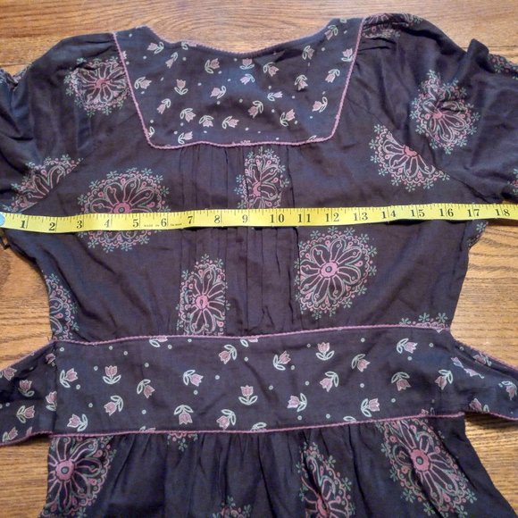 Anthro Viola 100% Cotton Peasant Dress Size 0 Cottagecore Prairiecore Boho Folk - Picture 15 of 16